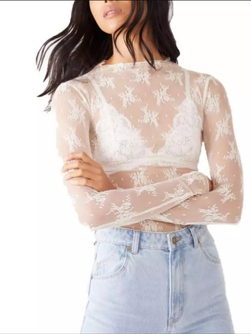 Women's Free People Lady Lux Long Sleeve Mock Neck Shirt